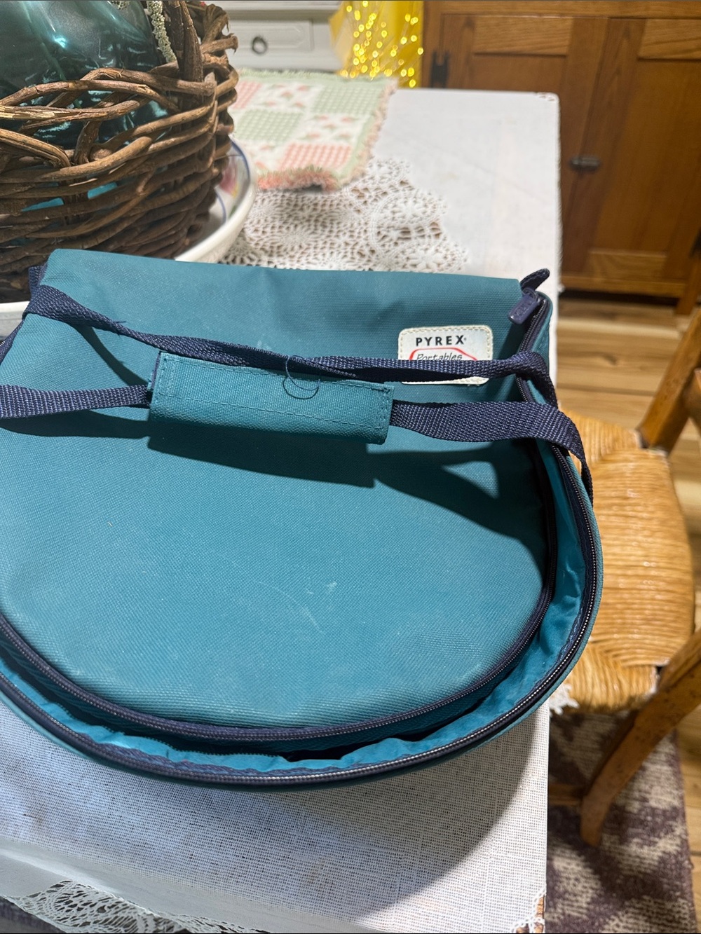 Pyrex Teal and Navy Padded Carrying Case